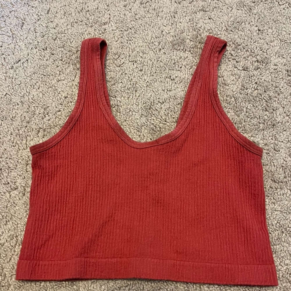 Urban Outfitters Out From Under Snap Ribbed Crop Cami Tank Top size M Orange Red - Picture 5 of 6